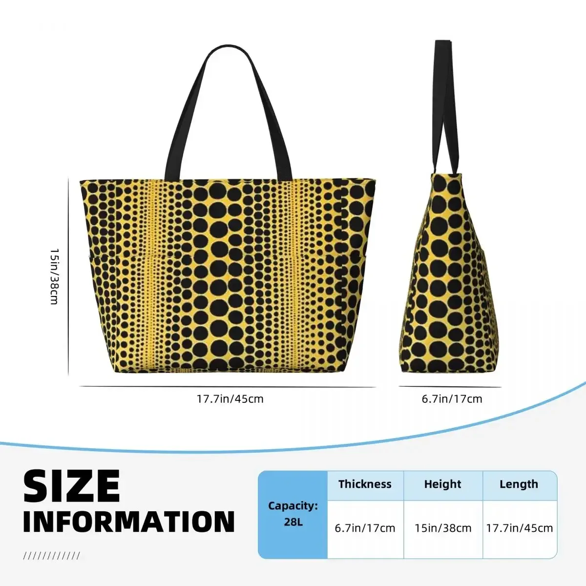 sac fourre-tout de plage abstrait yayoi kusama pumpkin, sac de sport, de gym, de yoga, grand sac fourre-tout pour femme, sac de voyage, sac de fitness