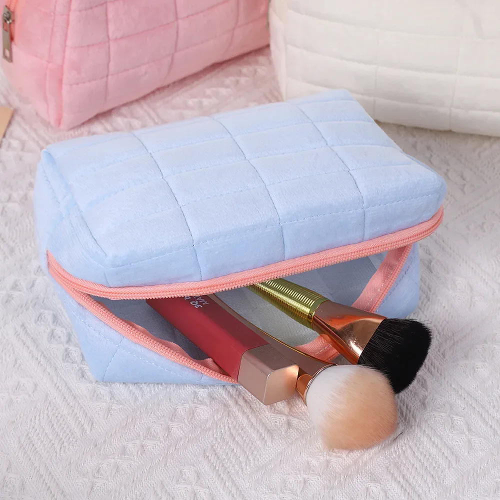sac de maquillage en peluche mignon, sac à cosmétiques pour femmes, organisateur de soins de la peau, trousse 
