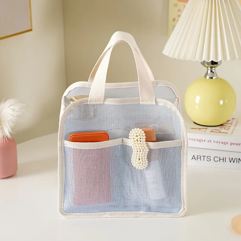 nouvelle trousse de toilette coréenne en maille tissée pour femmes, sac de rangement portable pour produits de