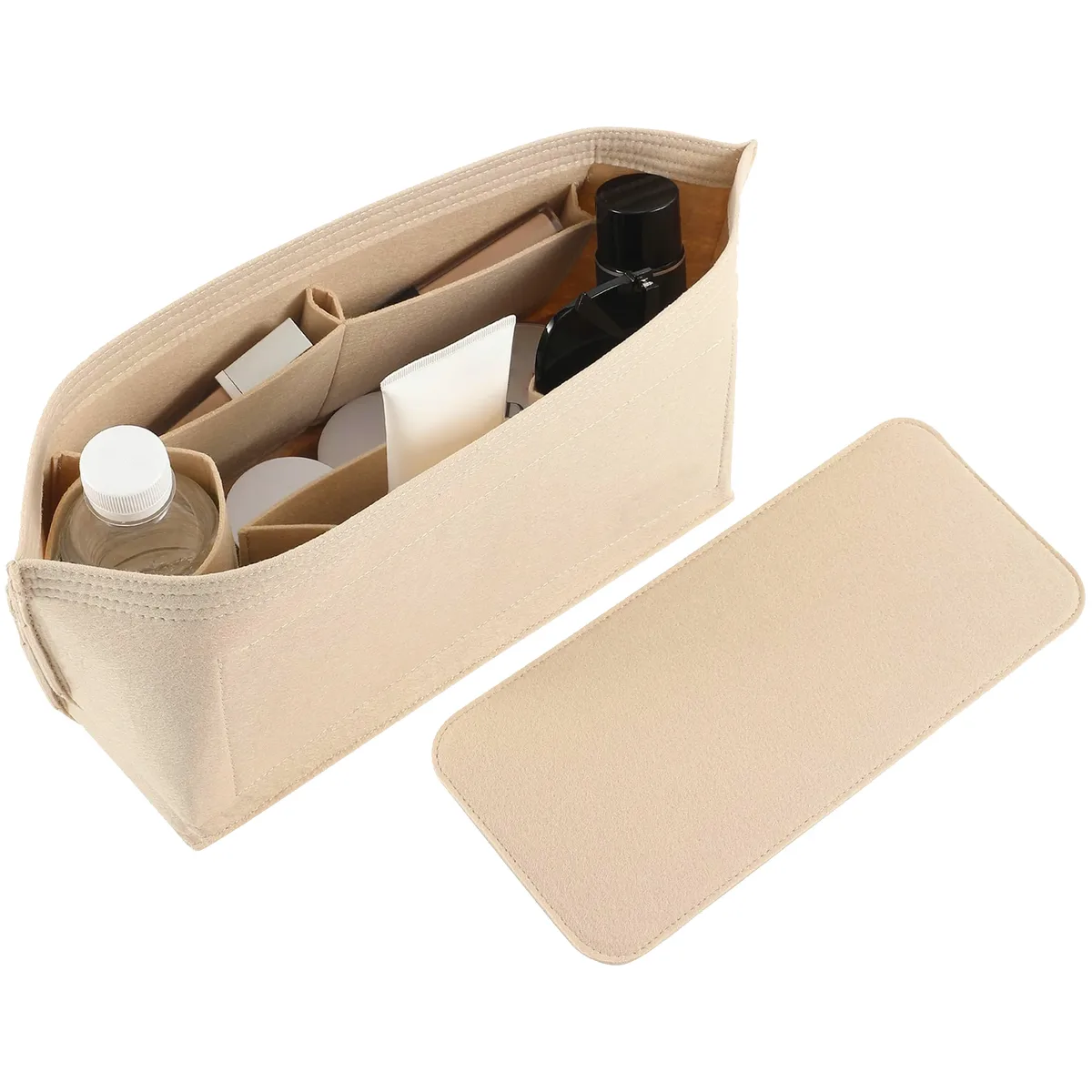 organisateur de sac à main en feutre avec fermeture éclair et 10 poches, grand format, pour sacs fourre-tout et sacs de voyage