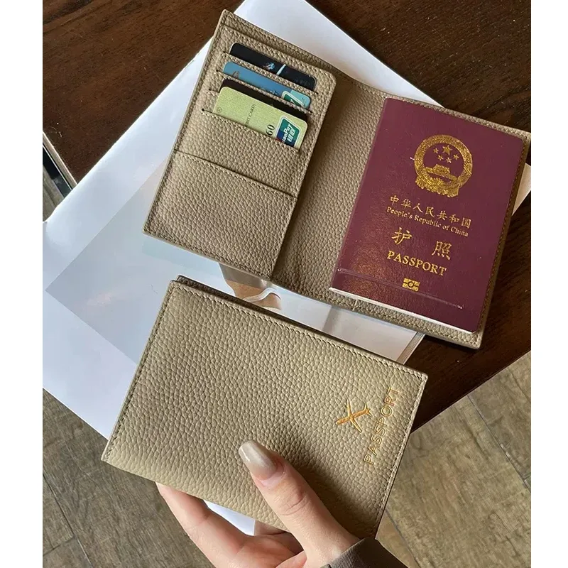 Porte-passeport en cuir de galets véritables, étui de protection de passeport de voyage, portefeuille de créateur de luxe