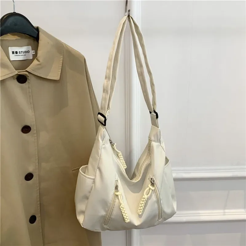 sac messager en nylon pour femmes, sacs à bandoulière croissant multi-poches, sac à bandoulière léger, fourre-tout de voyage, sac de shopping