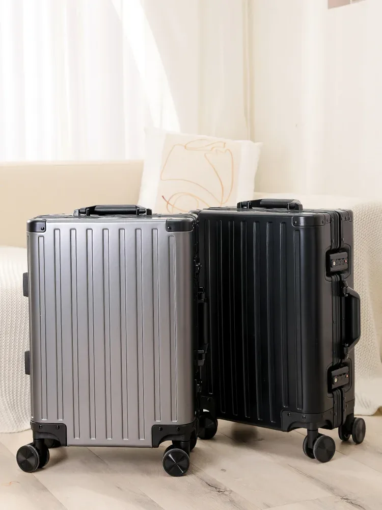 valise en alliage d'aluminium et de magnésium pour hommes et femmes, étui à roulettes expressément encadré en aluminium, voyage d'embarquement en métal, 24 po, 20 po