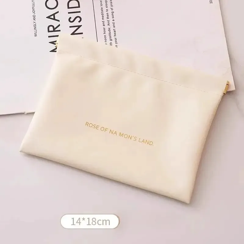sac de rangement en cuir pu, sac de rangement à fermeture automatique, sac à main étanche, ligne de chargement d'écouteurs portables, sac de bijoux de rouge à lèvres cosmétique