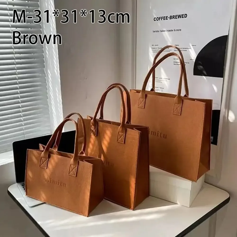 sac à bandoulière en feutre décontracté grande capacité, sac messager s/m/l, sac à main simple de couleur unie pour femme