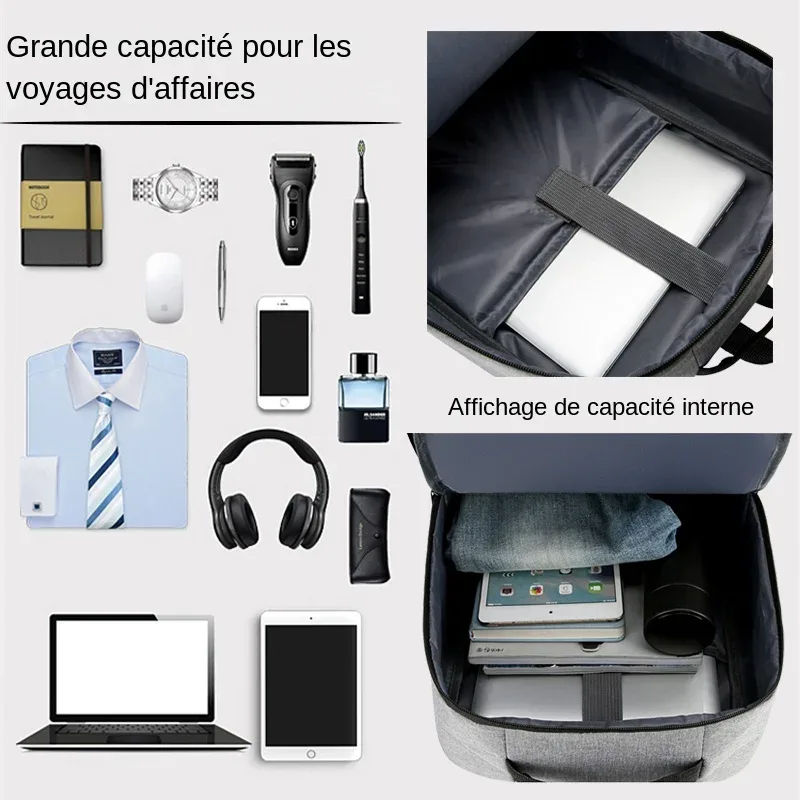 sac à dos d'affaires étanche pour hommes, sacs à dos d'école usb, sac à dos pour ordinateur portable de 15.6 pouces, sacs à dos de grande capacité pour hommes