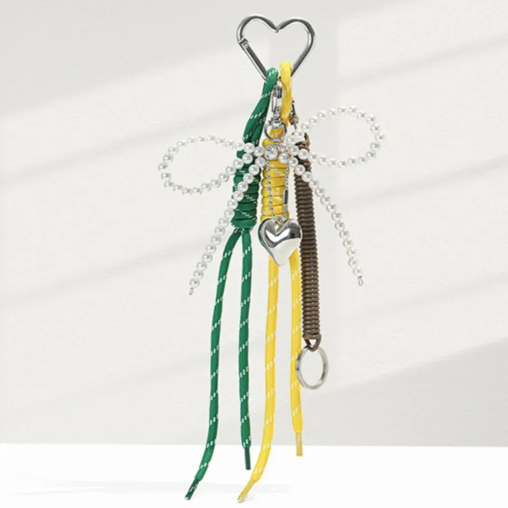 porte-clés créatif en cuir brcorporelle avec nministériels d en perles, long pompon, amour, cœur, pendentif pour sac à dos, breloques faites à la main, cadeau décoratif, y2k