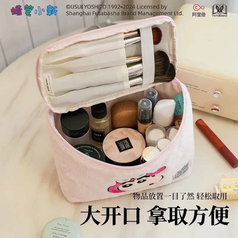 crayon shin-chan sacs à cosmétiques en peluche dessin animé mignon trousse de maquillage haute capacité sac de rangement de voyage kawaii pochette de maquillage sacs à main