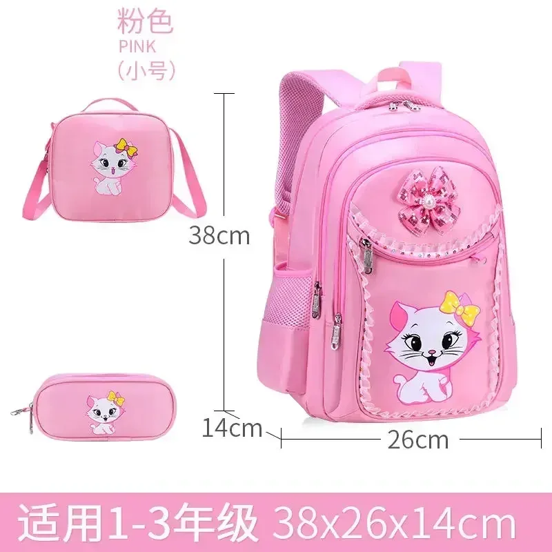 ensemble sac à dos enfant motif chat avec sac à déjeuner et trousse, sac d'école mignon pour filles et garçons, cartable imperméable pour élèves du primaire