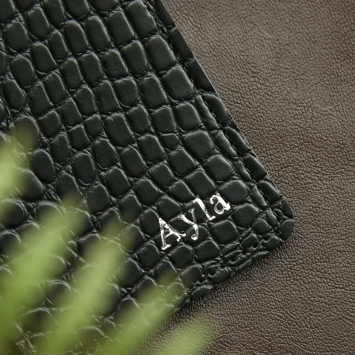 étiquette de bagage personnalisée avec nom en estampe à chaud pour valises, monogramme doré, étiquettes de bagage en simili cuir de crocodile avec carte de nom confidentielle