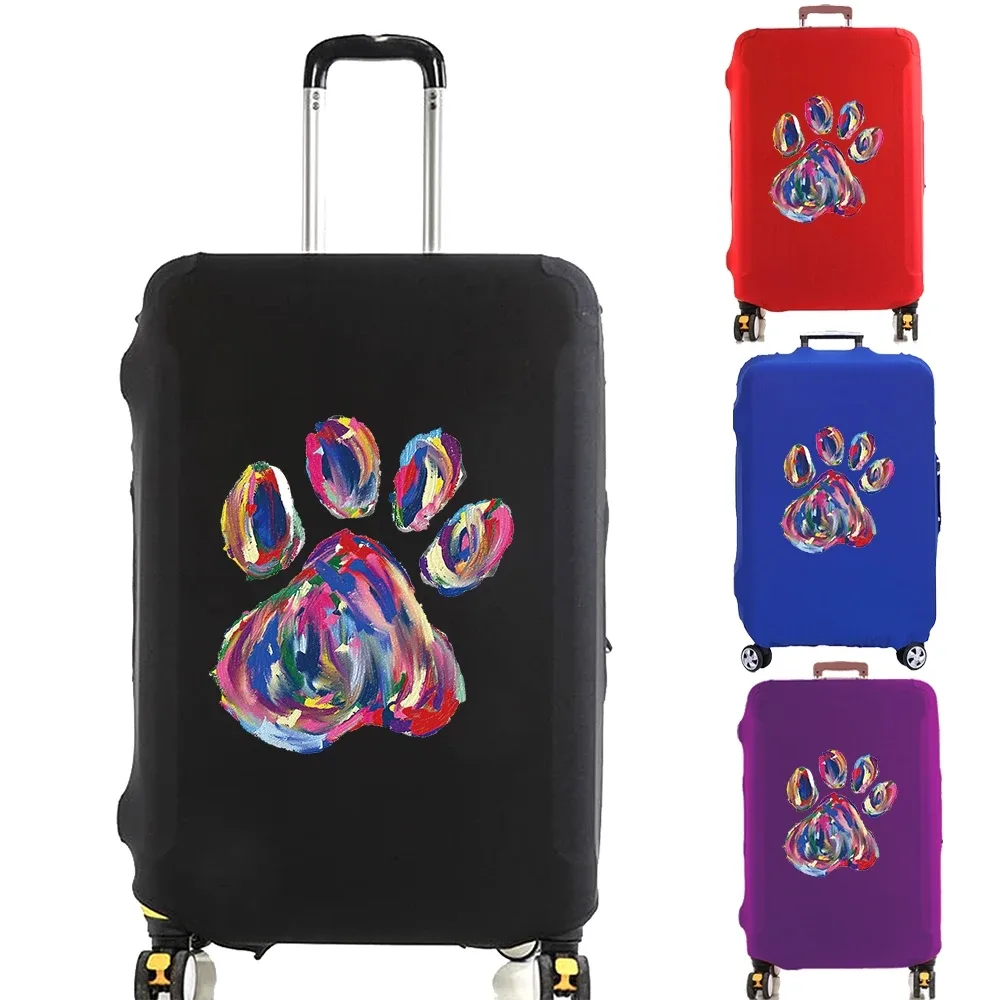 housse de protection pour valise avec empreintes de pieds colorées, couverture anti-poussière élastique plus é