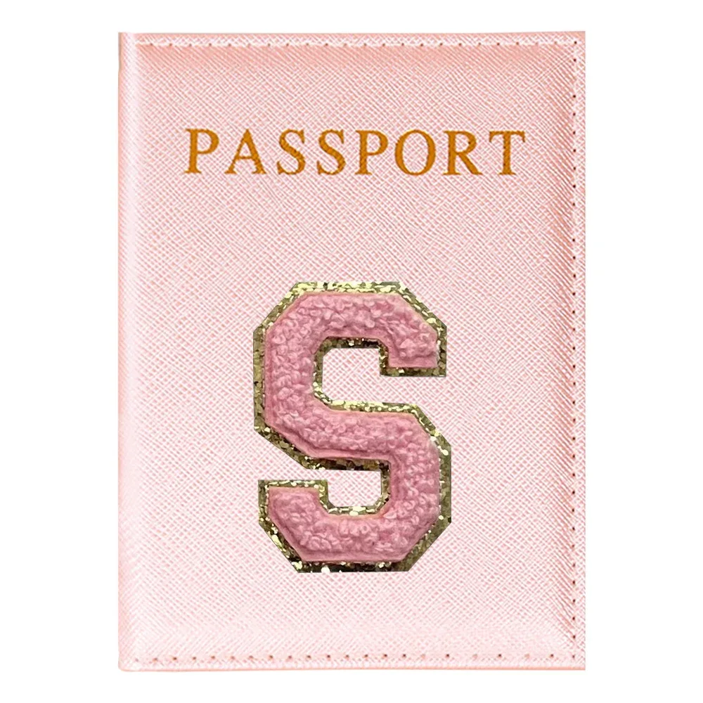 porte-passeport série lettres roses plan aérien accessoires de voyage couverture d'identité portable carte bancaire passeport affaires portefeuille en polyuréthane