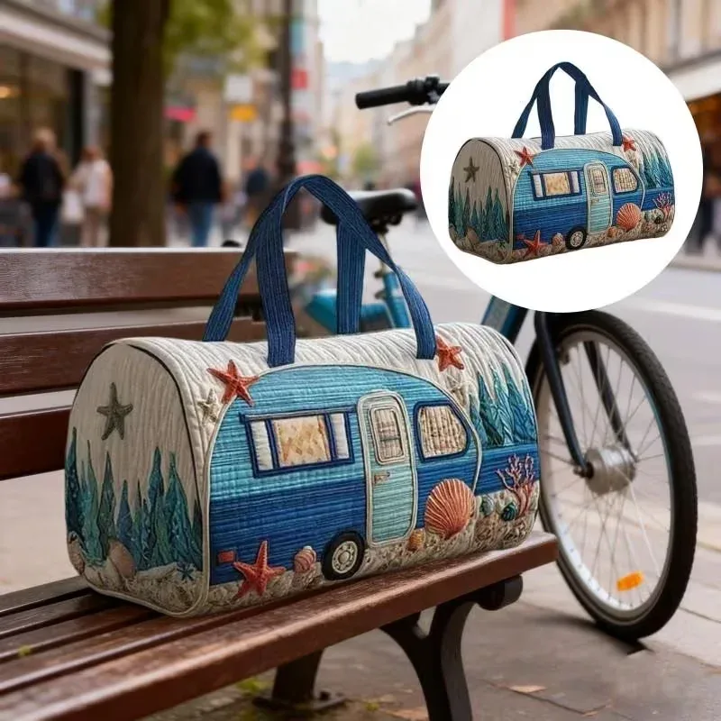 sac de sport multifonctionnel imprimé numériquement en 3d pour courtes distances, sac fourre-tout de voyage imprimé bus rétro bohème