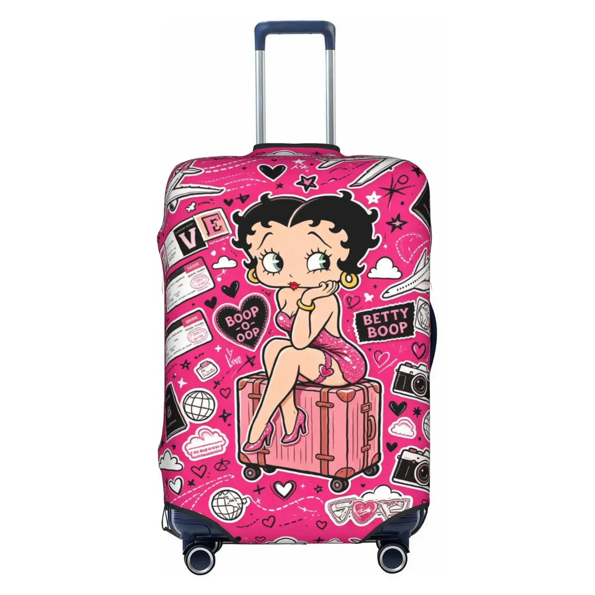housse de valise élastique personnalisée b-bettys cartoon boop, housse de bagage de voyage classique d'anime pour valises de 18 à 32 pouces