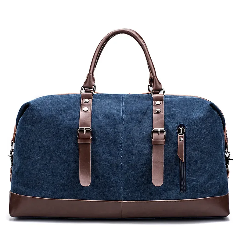 sac de voyage en toile pour hommes, en cuir pu, bagages d'extérieur, voyage, fitness, photographie, sac à main de grande capacité, sac à dos à bandoulière