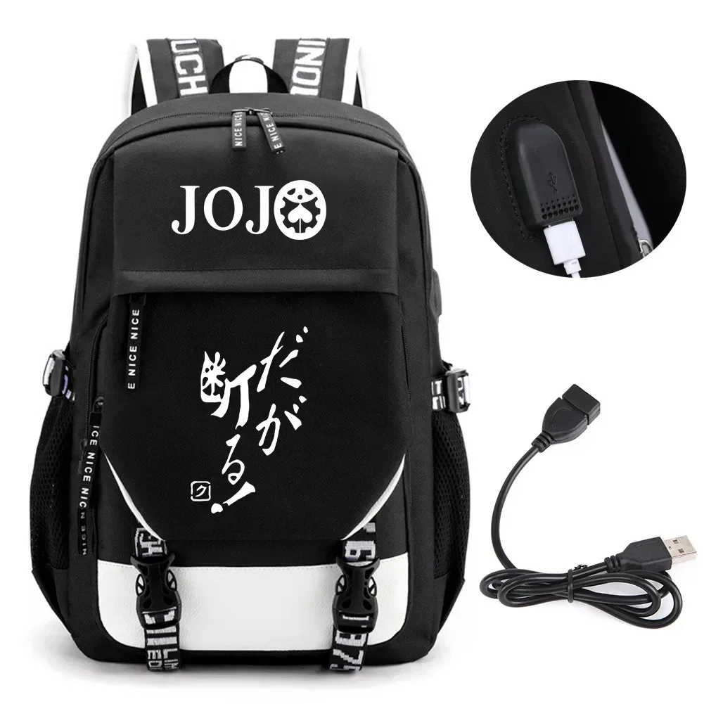 sac à dos de voyage pour ordinateur portable garçon et fille, chaîne anime jo jonathan joes killer golden experience, sacs à livres scolaires mochila, port usb