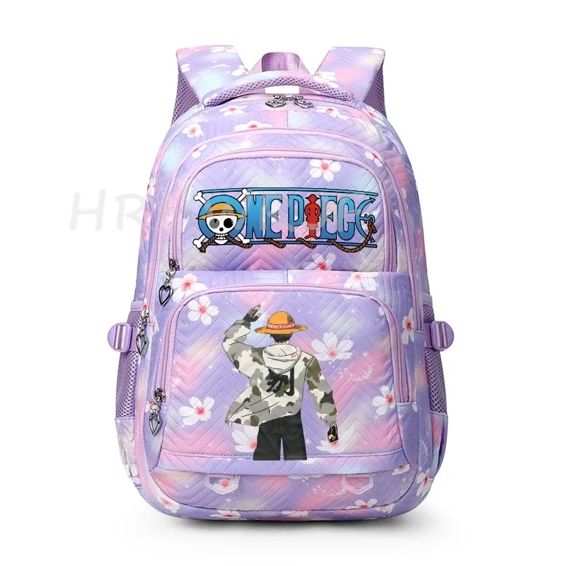 sacs à dos anime one piece légers avec fermoir, imprimé violet monkey d luffy, pour garçons et filles, grande capacité, pour adolescents, ordinateur portable, école, voyage, mochila