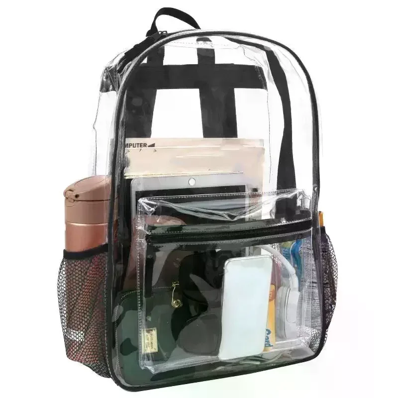 sacs à dos transparents imperméables en pvc, sangles réglables, doubles fermetures éclair durables, pour stade de baseball, sac à dos léger et transparent, 1 pièce