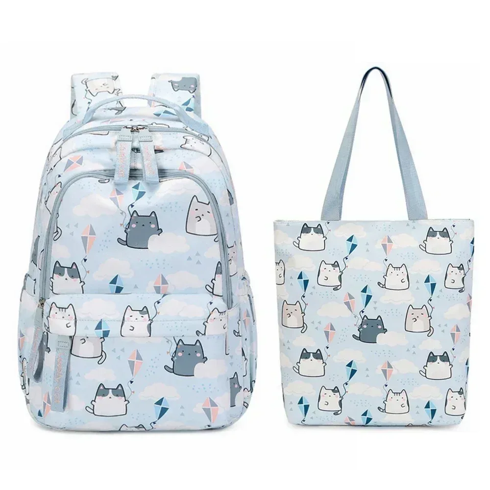 sacs d'école pour filles : sac à dos et sac à main mignons à imprimé chat, sac à dos kawaii pour enfants, rentrée scolaire 2026, mochila escolar