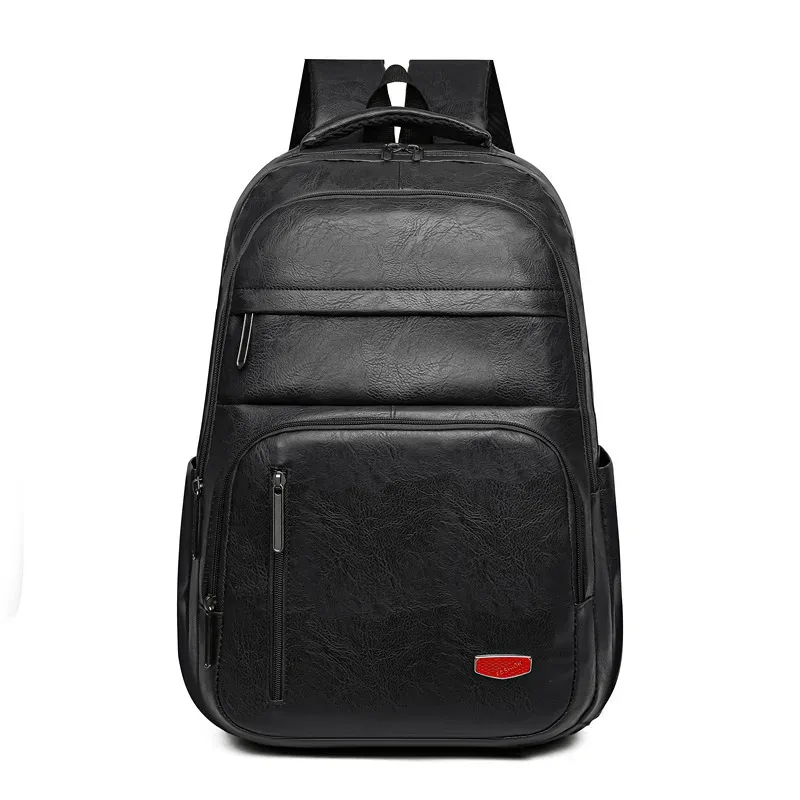 excellente qualité nouveau sac à dos en cuir souple pu grande capacité hommes décontracté étudiant sac d'école affaires résistant à l'usure