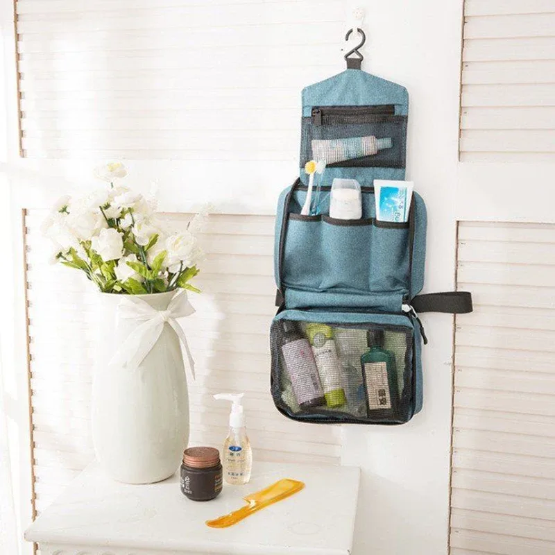 trousse de toilette de voyage suspendue pour hommes et femmes, imperméable, maquillage, cosmétique, esthéticienne, sac pliable, organisateur de salle de bain et de douche