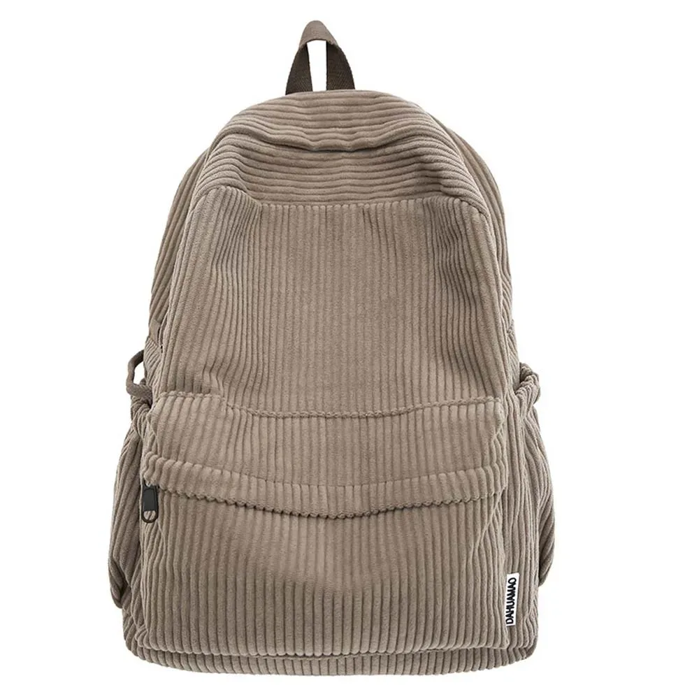 sac à dos léger en velours côtelé, grande capacité, portable, couleur unie, style japonais, réglable, décontracté, pour étudiants