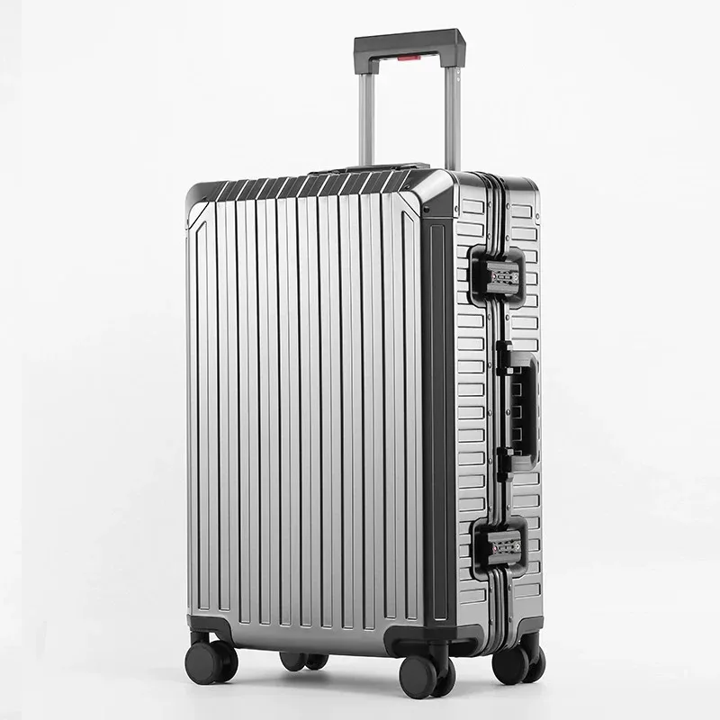 nouvelle valise à roulettes haut de gamme en aluminium-magnésium 100 %, idéale pour les voyages, parfaite pour les valises de marque spinner