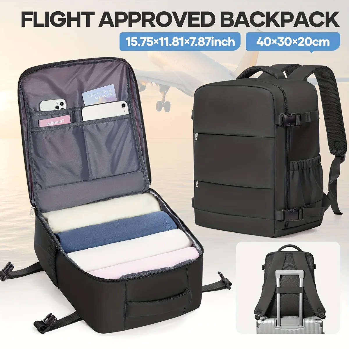 sac à dos ryanair 40x30x20, sac à dos de voyage pour avion, bagage à main wizzair easyjet, sac de cabine pour femmes et hommes, sac à dos pour ordinateur portable