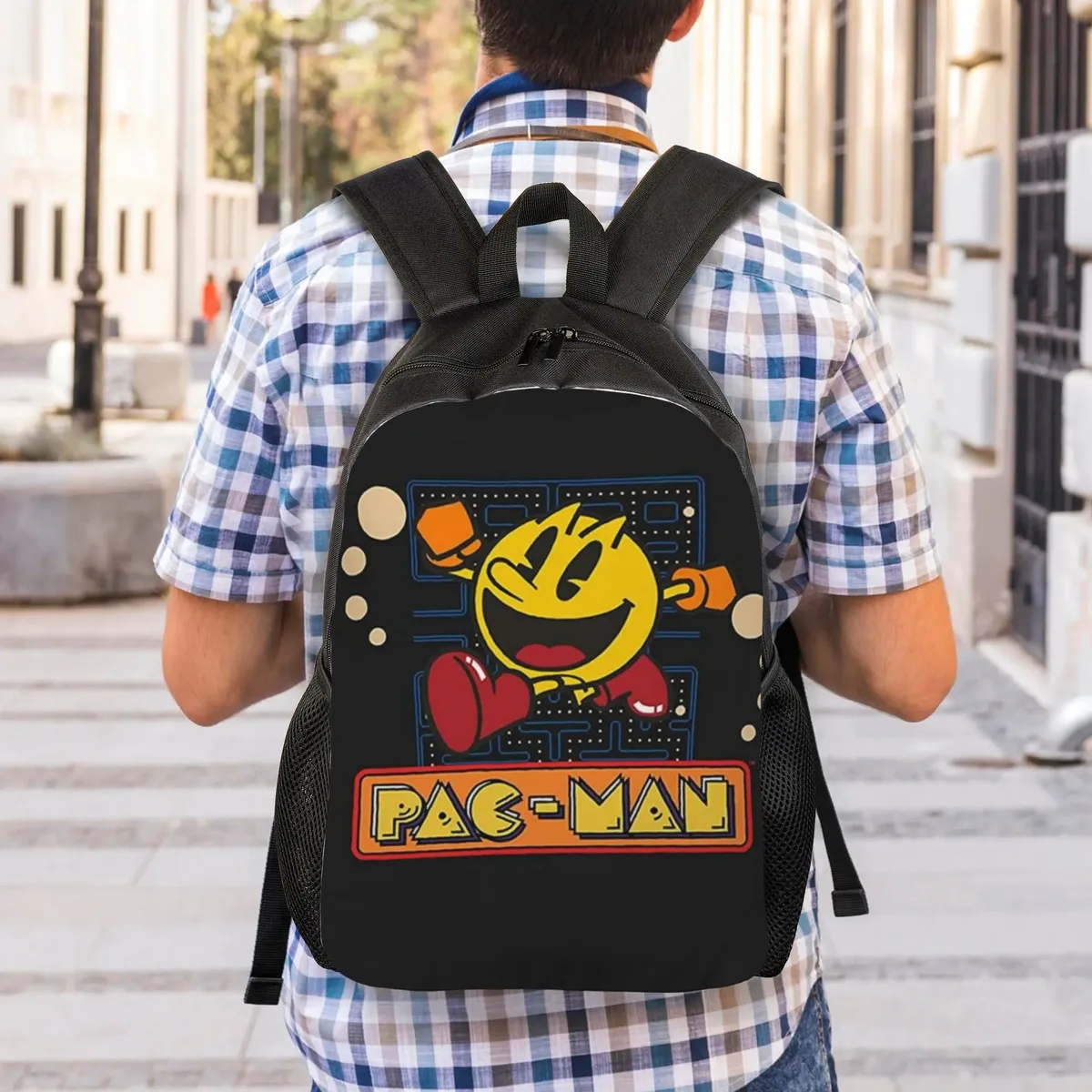 saison de rentrée scolaire sac à dos jaune (3) pac-man sac à dos tendance pour femme