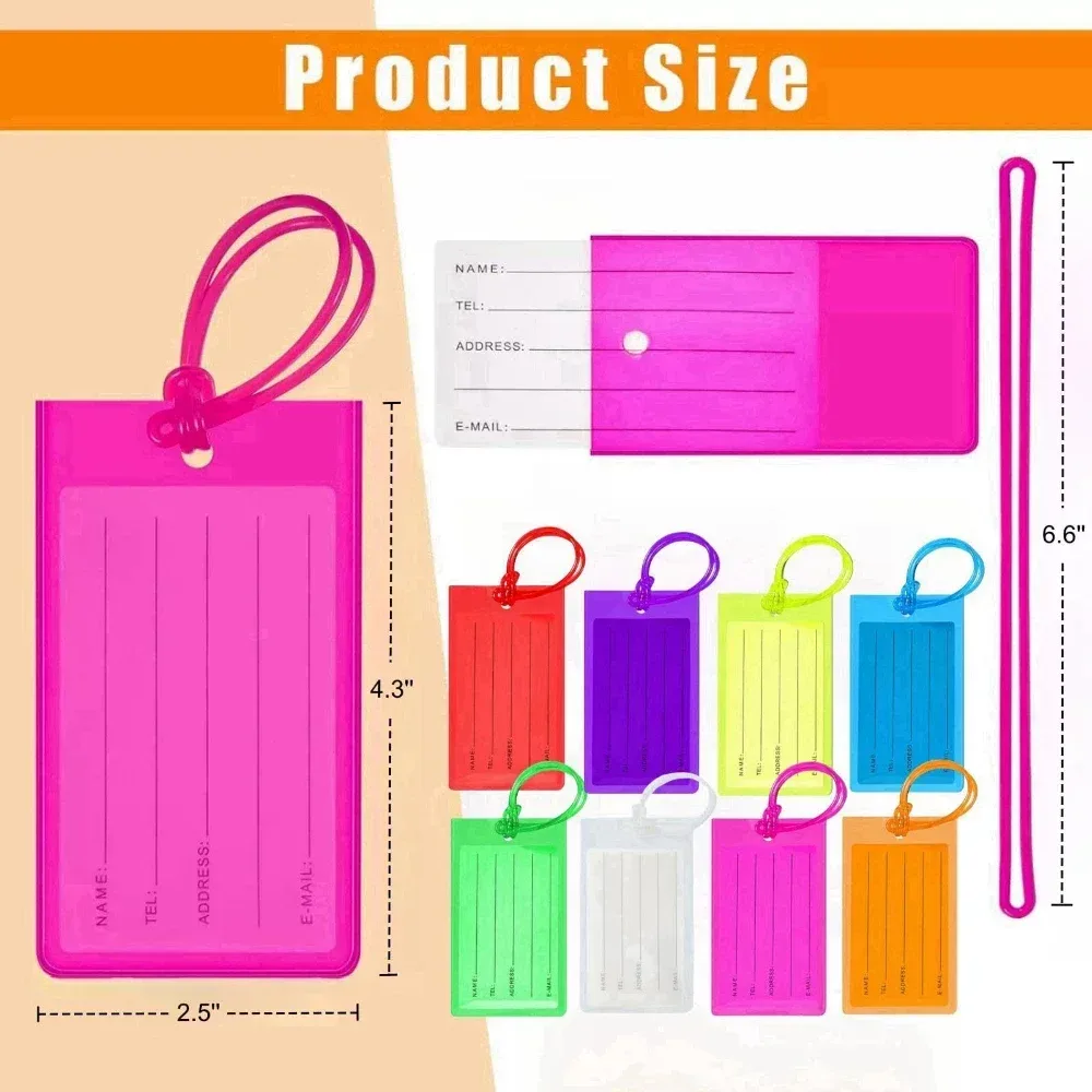étiquette de bagage transparente en pvc souple, étiquette de bagage de valise mignonne, carte de bagage de voy
