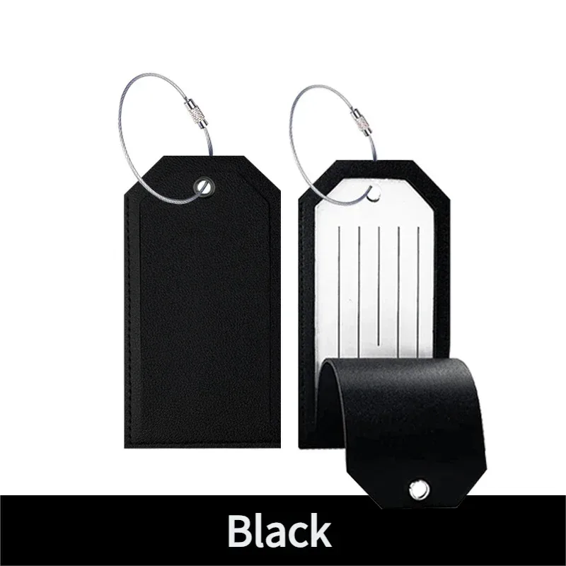 étiquette de bagage en cuir pu personnalisée avec boucle en fil d'acier - identificateur de sac de voyage personnalisé pour les voyages en avion