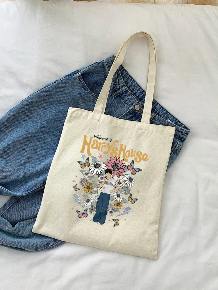 sac fourre-tout en toile motif harry house vintage, 1 pièce, sac d'école, sac à main et sac cadeau de shopping, parfait pour l'extérieur, cadeau de voyage