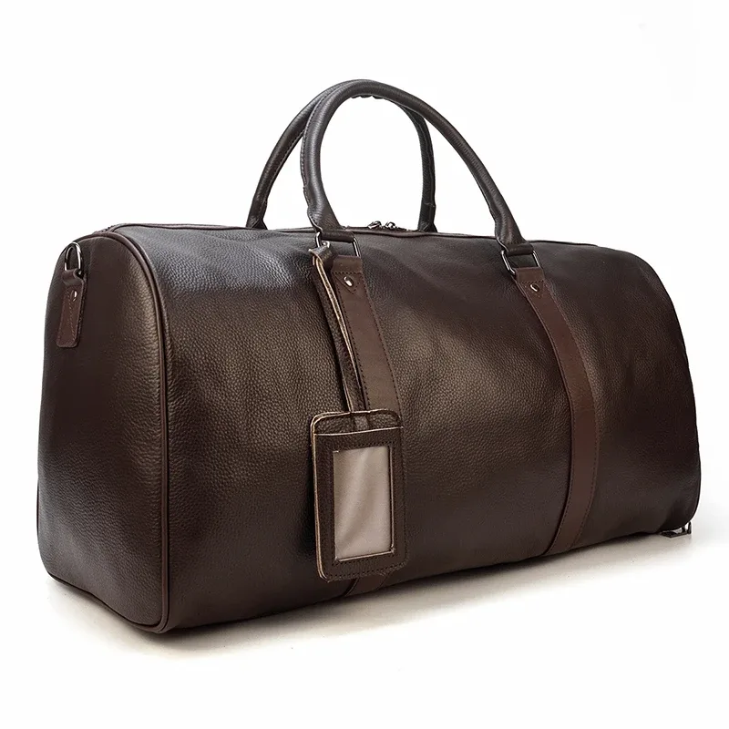 sacs de voyage en peau de vache naturelle, sac de nuit imperméable en cuir pour hommes, sac à main pour bagages d'avion, sac de week-end pour hommes d'affaires 55cm
