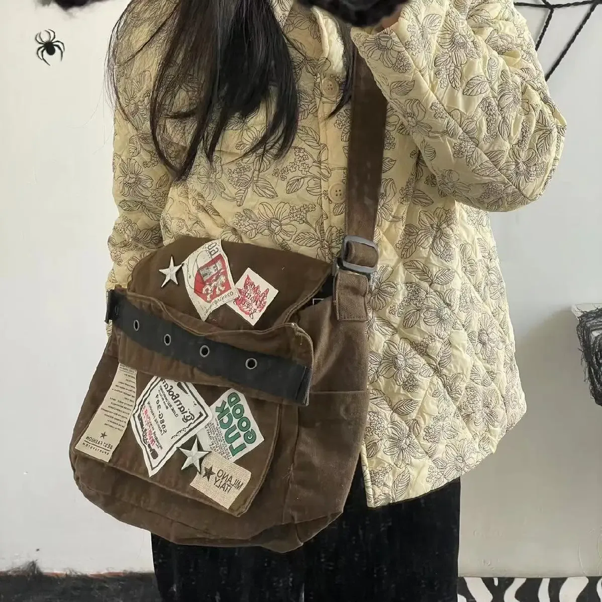 sac à bandoulière vintage de campus américain, autocollant de fille épicée, facteur, fait de vieille étoile, nouvelle collection automne