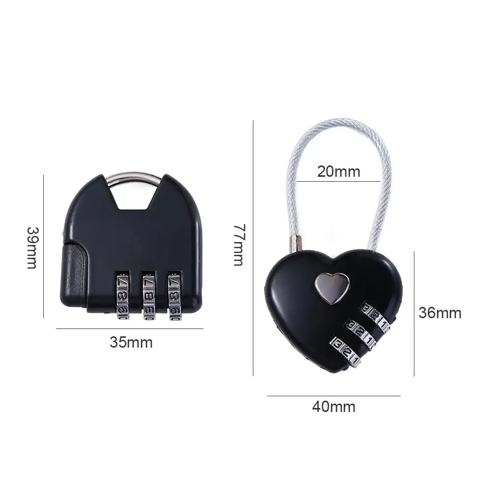 cadenas à combinaison pour valise, serrure de tiroir de gym, cadenas de voyage en forme de cœur, cadenas à code douanier tsa