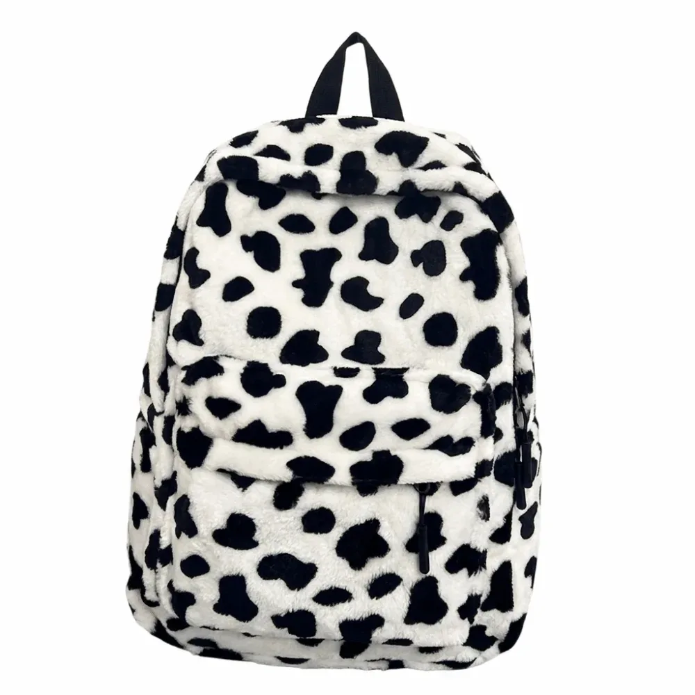 sac à dos portable en peluche à imprimé léopard, style harajuku ulzzang, sac d'école pour étudiants, grande capacité, léger, sac de voyage pour étudiants.