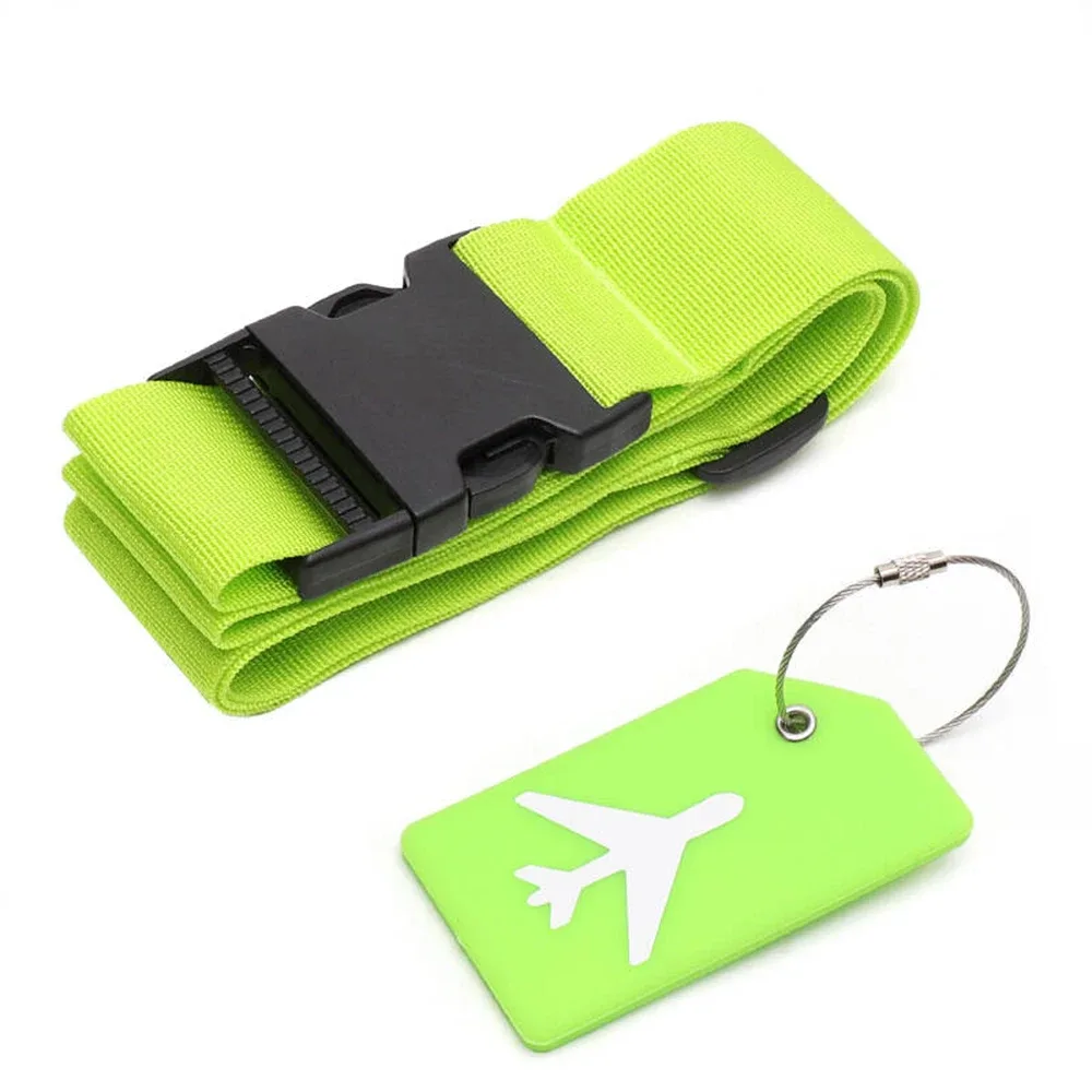 ensemble de sangles de bagages avec étiquette de bagage, plusieurs couleurs de sangles de bagage adaptées à différents types de bagages adaptées aux voyages