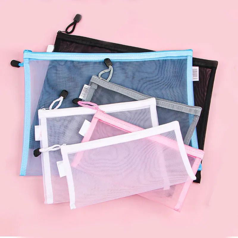1 pièces femmes maquillage trousse de maquillage organisateur sacs de rangement pochette noir rose bleu gris maille sac cosmétique toilette clair sacs de lavage étui