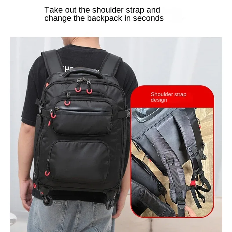 sac à dos à roulettes oxford trolley pour homme, valise noire, cabine à bagages légère, sacs à dos pour homme, sacs de voyage étanches, 18 po, 20 po, 24 po