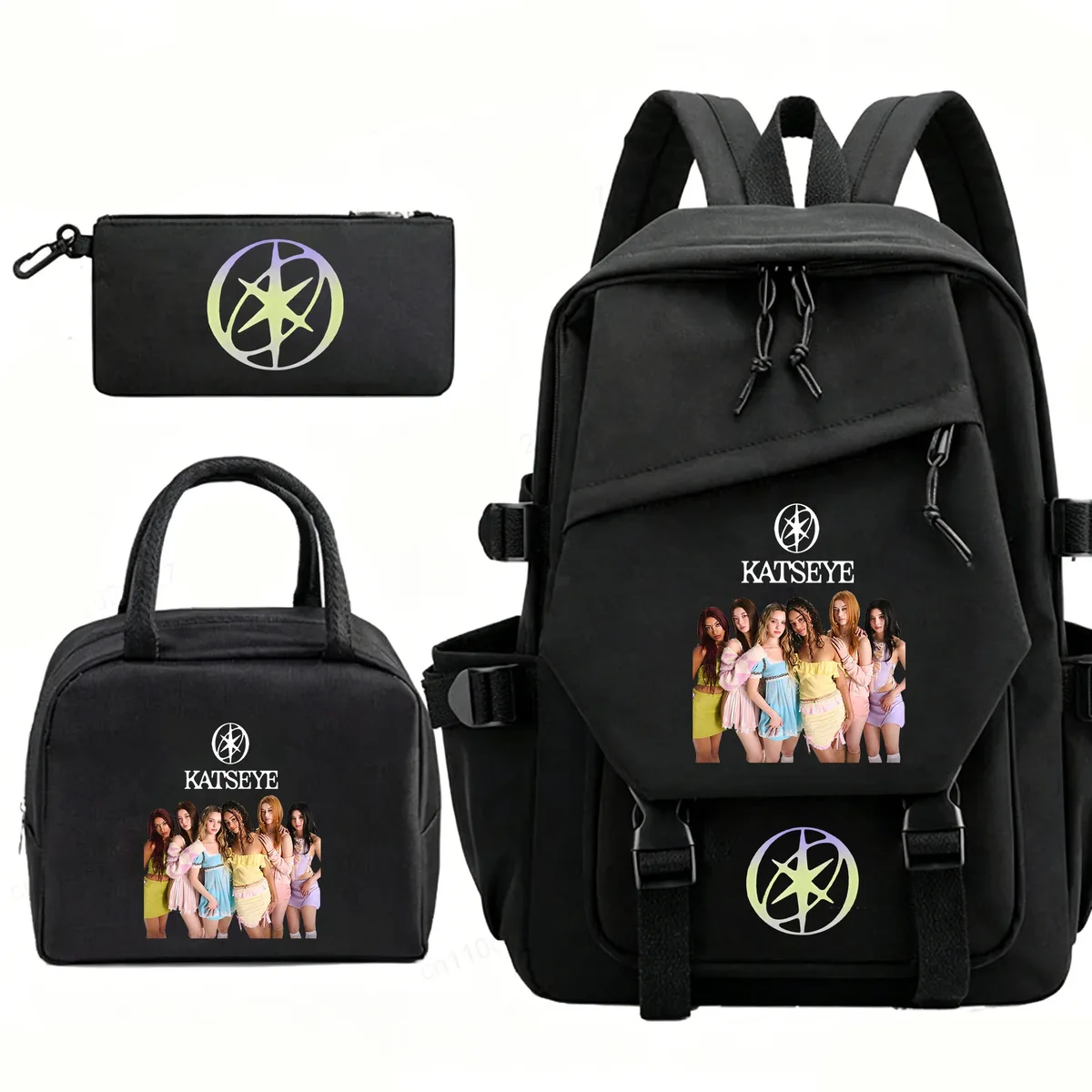 sac à dos kpop group katseye, grande capacité, cartable pour étudiants, hommes et femmes, sac à dos pour ordinateur, sacs à déjeuner, trousse à crayons, ensemble de 3 pièces