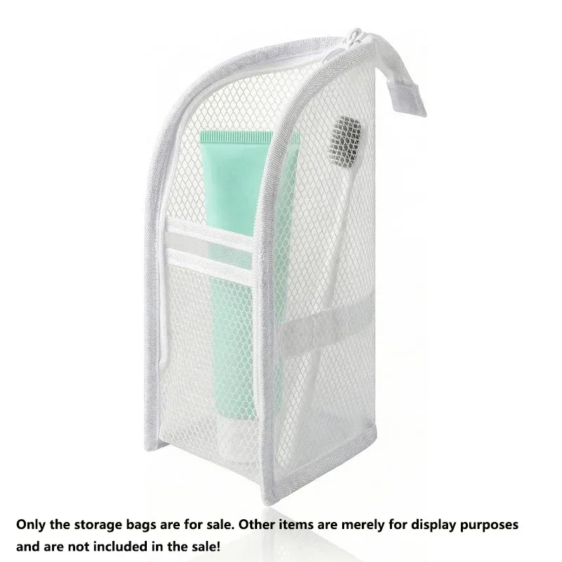 sac de rangement portable pour articles de toilette pour les voyages et les déplacements professionnels - trousse de toilette avec couvercle en maille pour sac à maquillage vertical