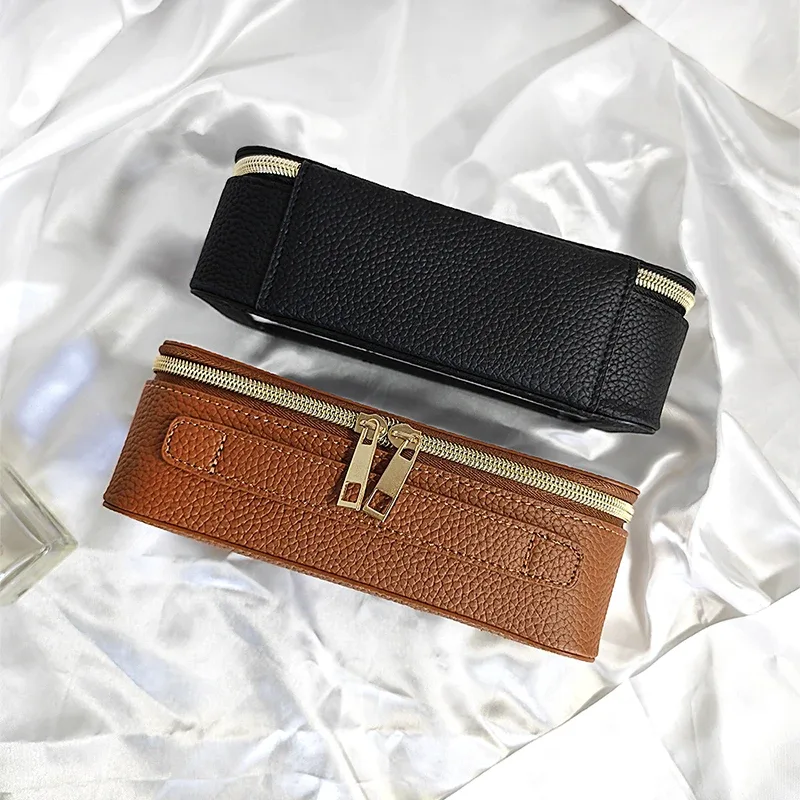 sac de voyage de luxe portable pour cosmétiques, personnalisable avec nom, en cuir pu, fermeture éclair, grande capacité, trousse de maquillage transparente, étanche, trousse de toilette
