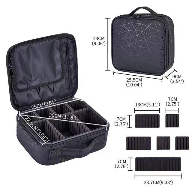 trousse de maquillage professionnelle en cuir pu pour femmes, valise à outils pour ongles, boîte à cosmétiques, organisateur de cosmétiques d'esthéticienne, mallette de rangement