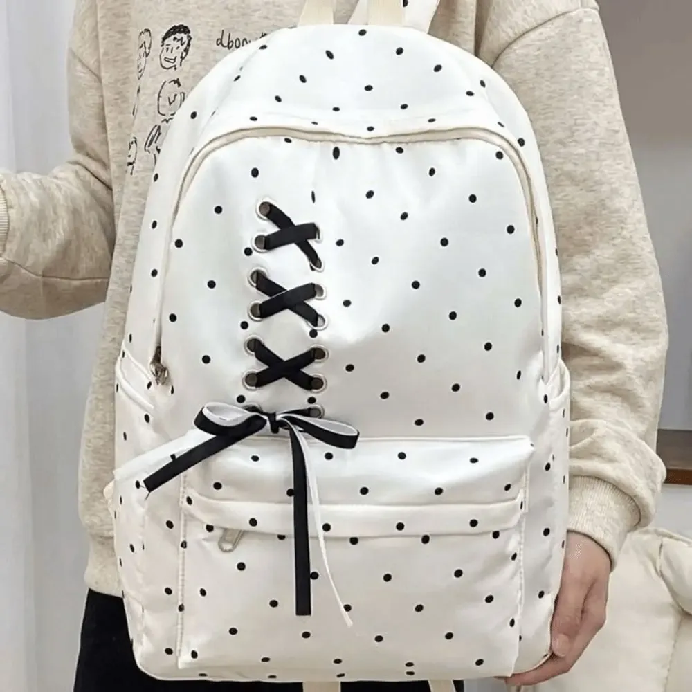 sac à dos décontracté à pois grande capacité, durable, pour étudiants, en polyester anti-rayures, en nylon, pour l'extérieur