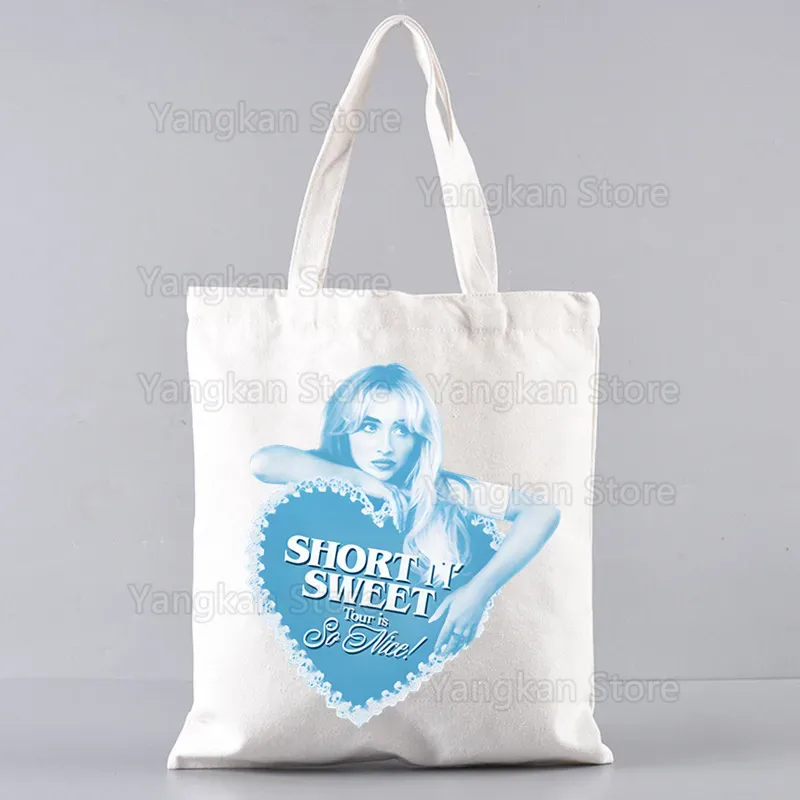 sabrina carpenter short n' sweet sacs à main unisexes sac fourre-tout en toile personnalisé imprimé utilisation quotidienne sac de courses décontracté de voyage réutilisable