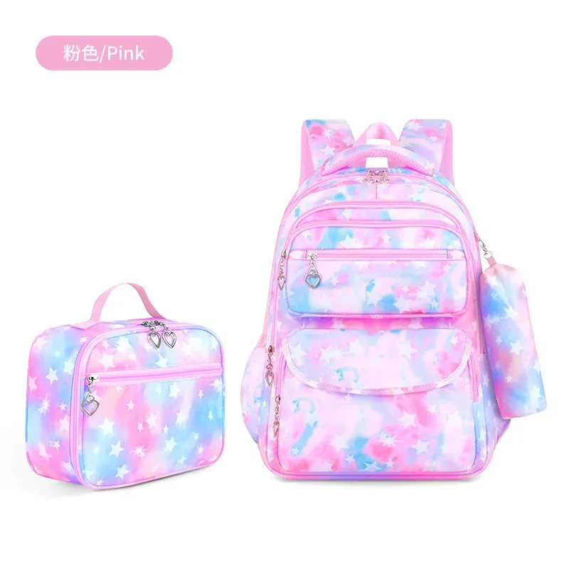 ensemble de 3 sacs à dos scolaires imprimés étoiles avec sac à déjeuner et trousse à crayons, légers, imperméables, pour école primaire et collège