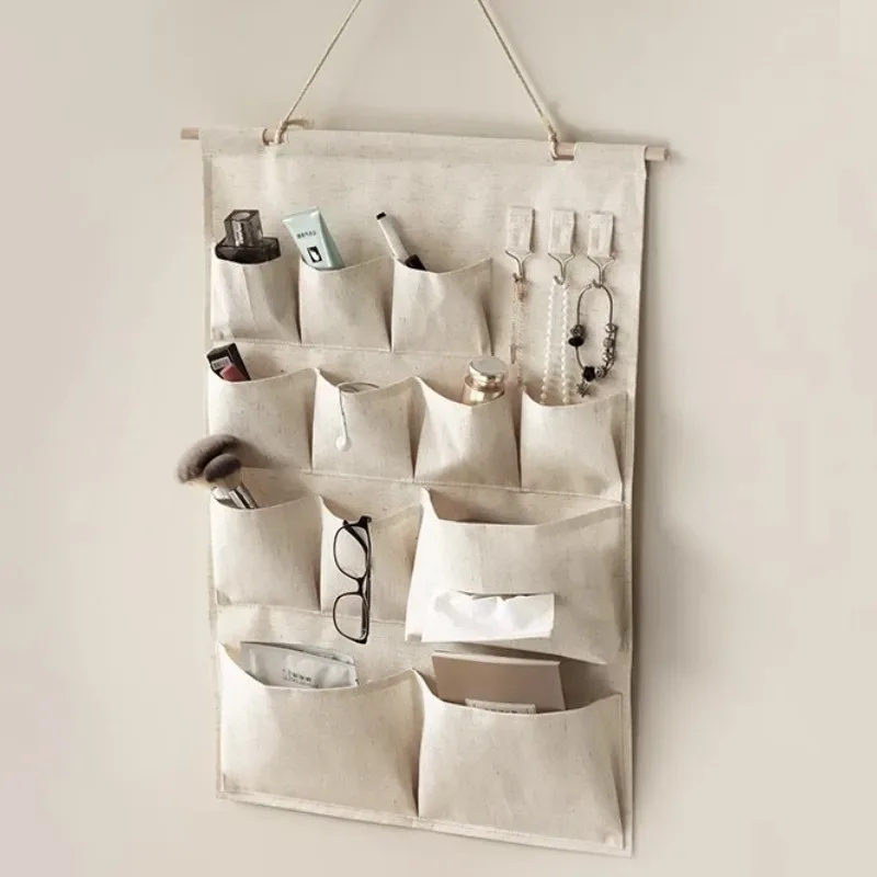 sac de rangement mural multi-poches transparent avec support pour téléphone - organisateur suspendu pour porte, placard, salle de bain en tissu non tissé