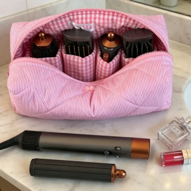 grande trousse de maquillage de grande capacité, sac de rangement pour sèche-cheveux, sac de rangement pour articles de voyage, sac portable pour sèche-cheveux