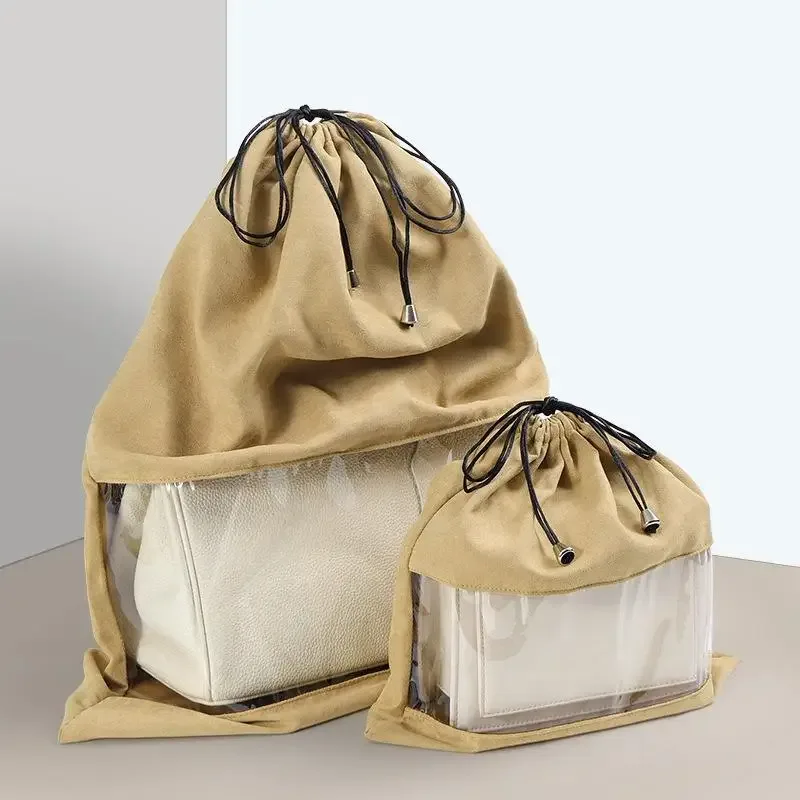 Sac à cosmétiques en tissu avec cordon de serrage, sac de rangement anti-poussière