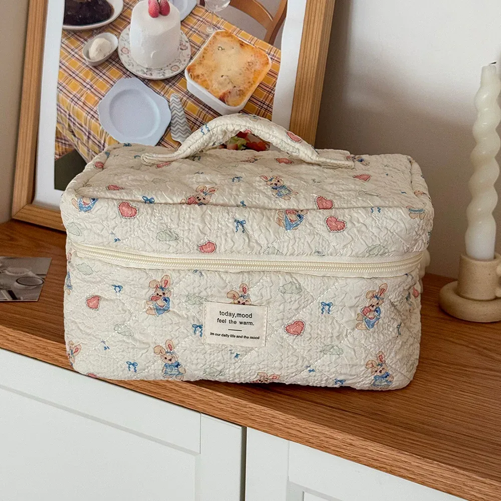 sac à cosmétiques pour femmes, animal de dessin animé mignon, fourre-tout de grande capacité, pochette matelassée, organisateur de voyage, sac à main de rangement de maquillage pour cadeau